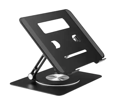 Front. RadioShack - RadioShack 360° Rotating Laptop Stand (2607180): Adjustable height & angle, fits 17.3", cooling, non-slip, foldable. - Black.