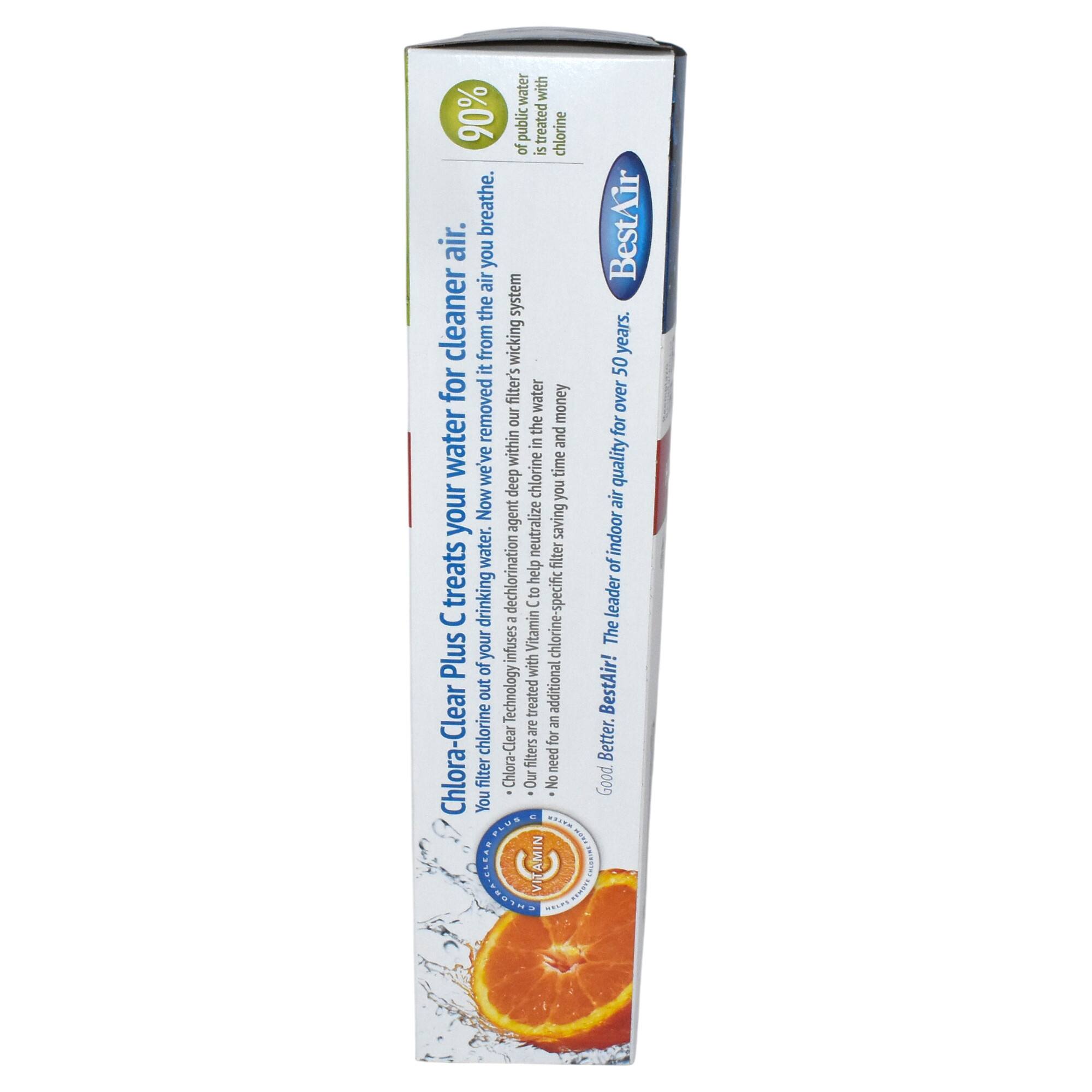 Water with 90% public treated chlorine is breathe. BestAir air cleaner system from wicking years. It removes water and air quality we've foundoor water. Filter treats dechlorination help drinking water. Now, we've added specific leader technology to infuse Vitamin C. The Chlora-Clear Plus filter neutralizes chlorine. No need for additional filters. Good Better BestAir! The leader in indoor air quality for over 50 years.