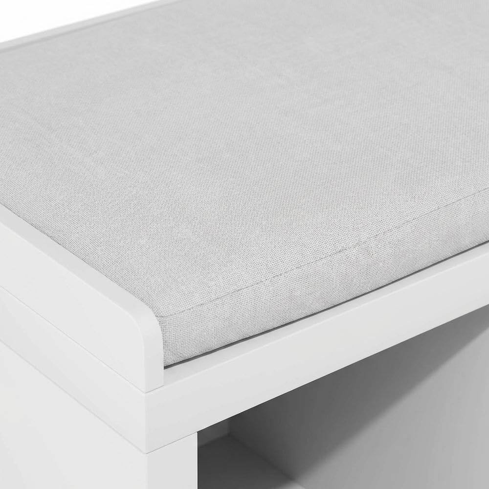 Alt View 2. FurniFact - 3-Cube Storage Bench, Cushioned Seat, Open Compartments, Entryway Bench - White.