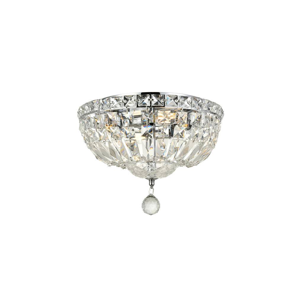 Angle. Elegant Lighting - Tranquil 4 light Chrome Flush Mount Clear Royal Cut Crystal - Chrome.
