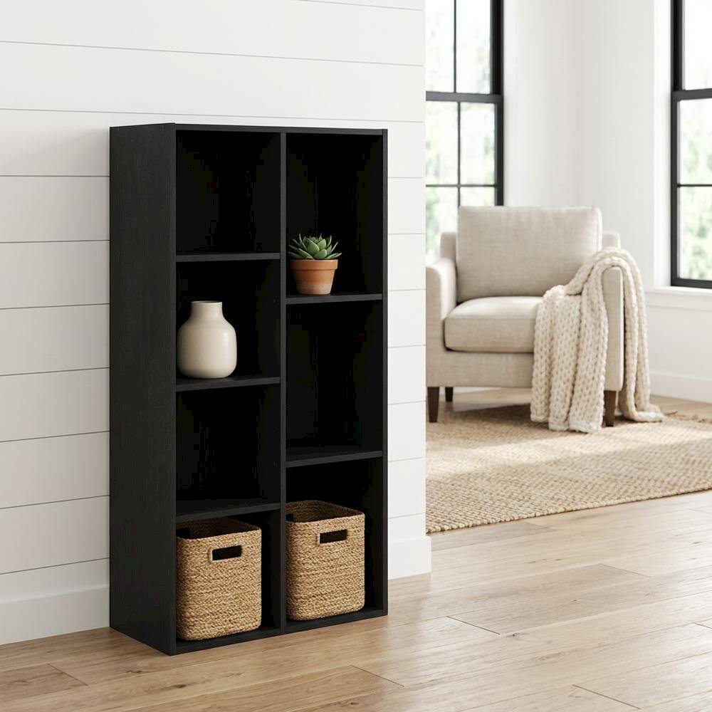 Alt View 4. FurniFact - Blackwood 7-Cube Reversible Storage Shelf With Open Design For Organized Living - Blackwood.