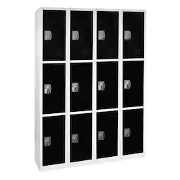 AdirOffice - Storage Locker 629-Series 72" H 3-Tier Steel Compartment Key Lock Locker with Key Lock, 4/Pack - Black