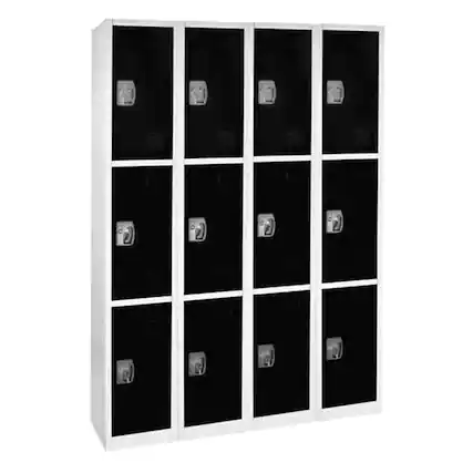 Front. AdirOffice - Storage Locker 629-Series 72" H 3-Tier Steel Compartment Key Lock Locker with Key Lock, 4/Pack - Black.