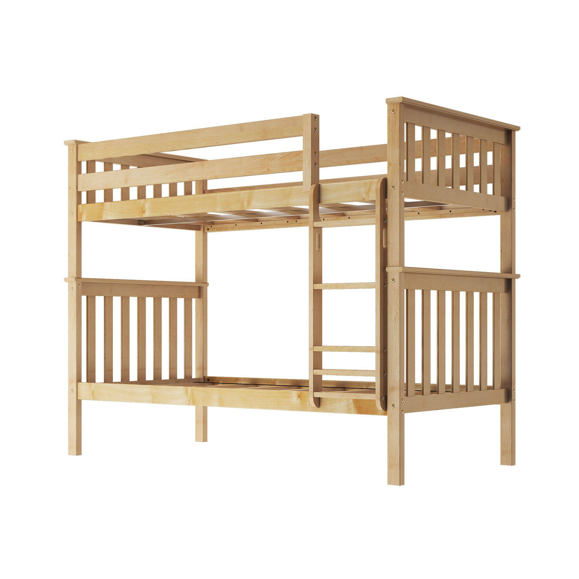 Alt View 2. Plank+Beam - Classic Twin over Twin Bunk Bed, Natural - Natural.