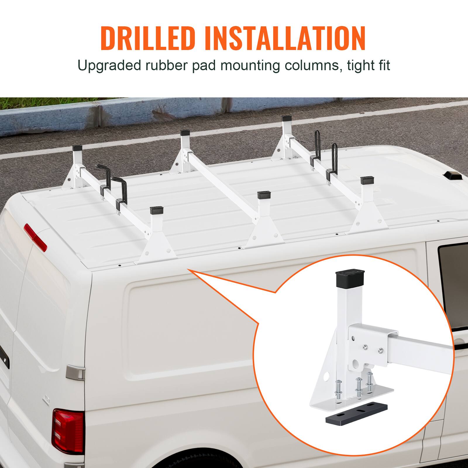 DRILLED INSTALLATION  
Upgraded rubber pad mounting columns, tight fit