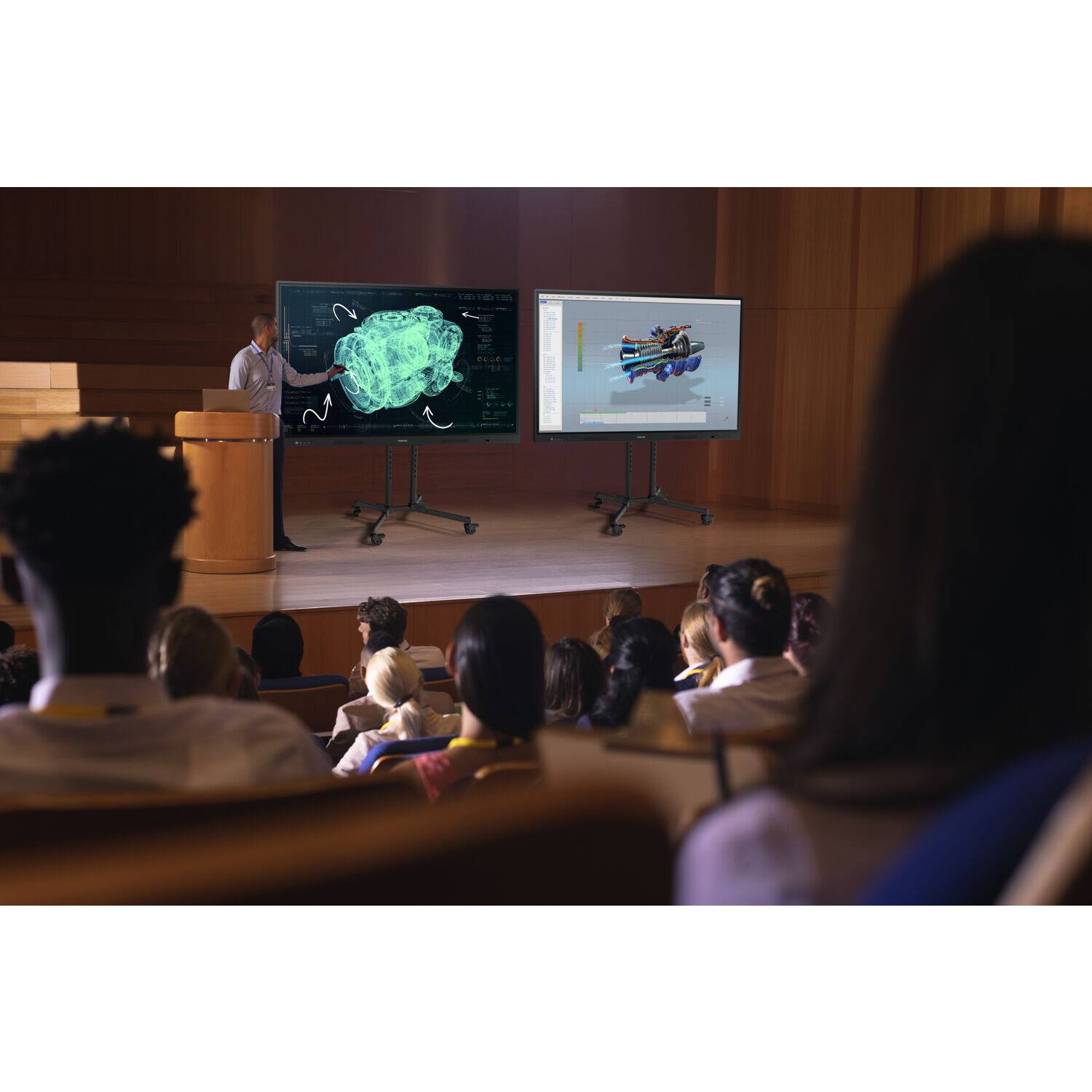 Left. Samsung - 86 inch All-in-One Digital Android Based Interactive Display - Black.