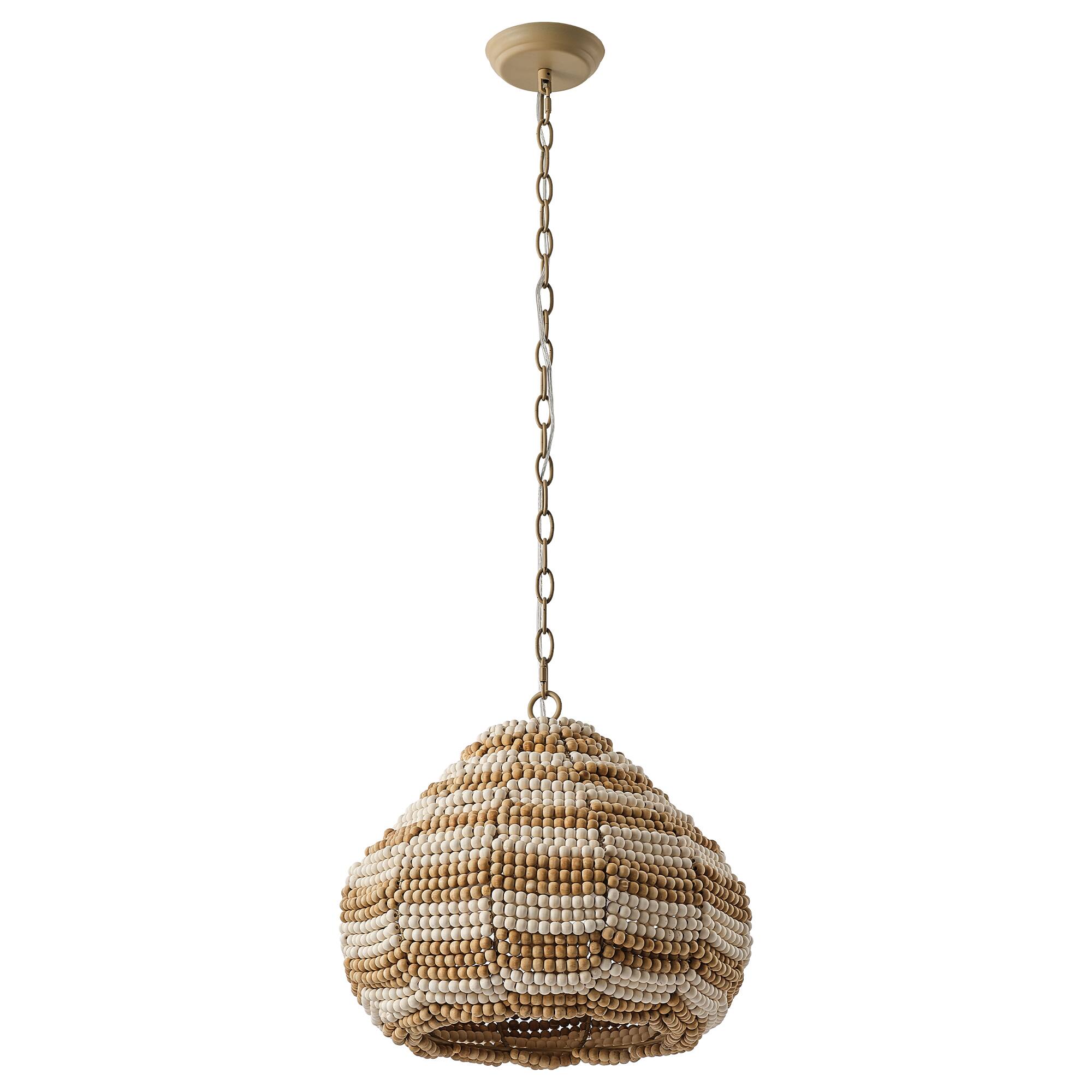 Alt View 1. Parrot Uncle - 15.7" Boho Wood Beaded 2-Light Adjustable Pendant Light for Dining Room and Kitchen Island - Natural.