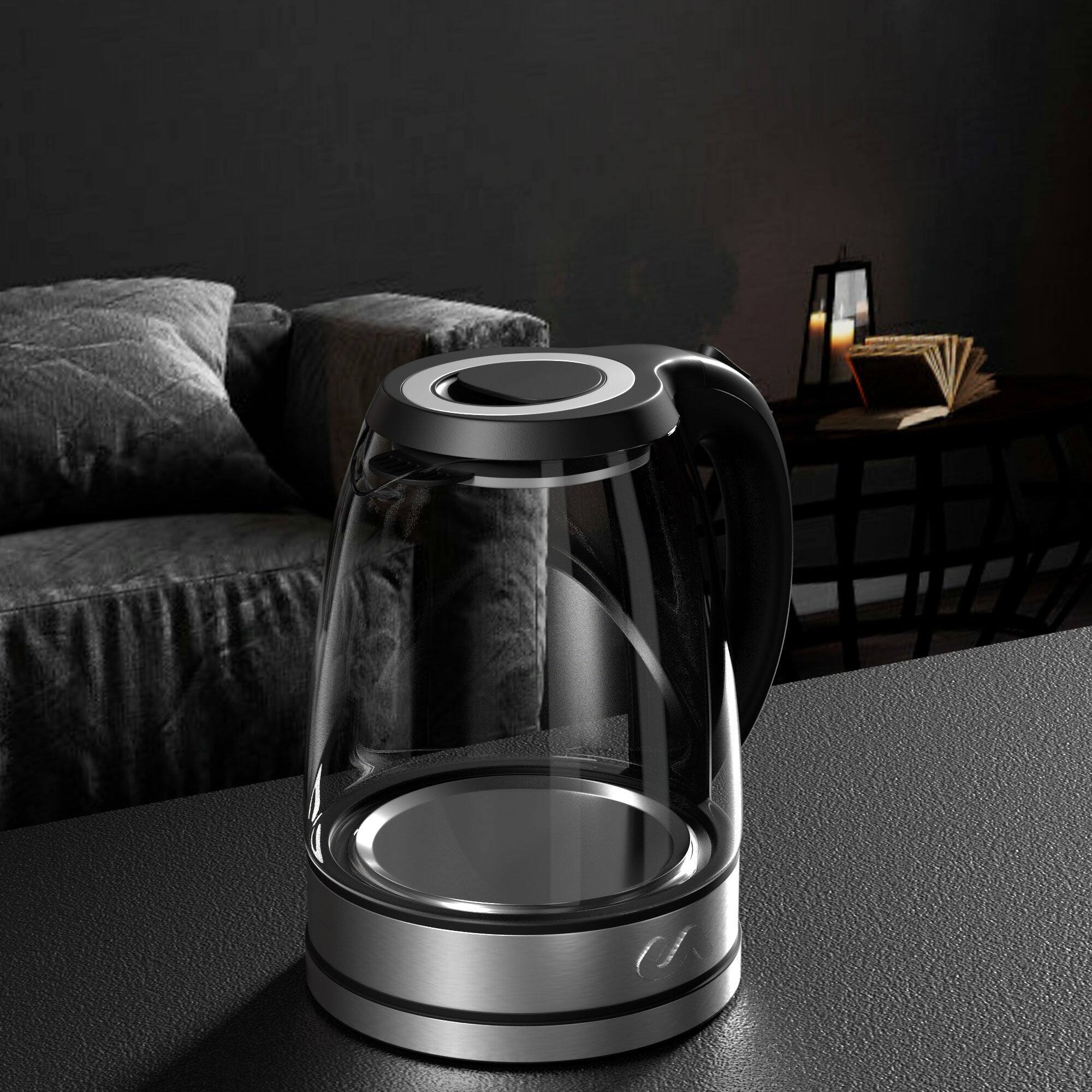 Alt View 5. Uber Appliance - Uber Appliance 1.8L Glass and Stainless Steel Electric Tea Kettle - Fast Boiling Water Heater - Black with Stainless Steel Accent.