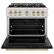 Angle. ZLINE - 36 in. Wide 6 Burner Autograph Classic Gas Range and Gold Accents (CGRZ-BLM-36-G) - White.