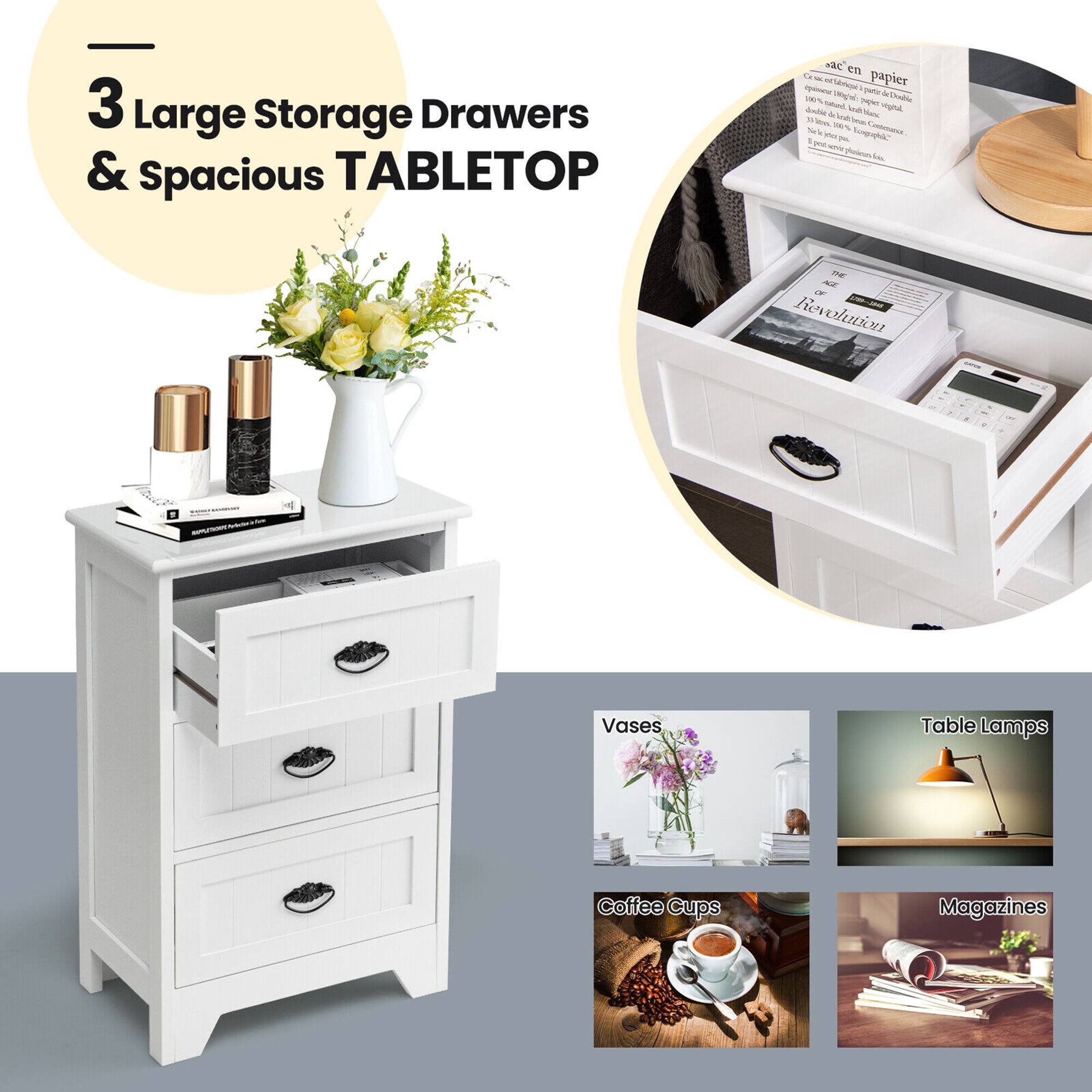 3 Large Storage Drawers & Spacious Tabletop w/ 1. - - Papier noir nad - pun TRogH de Enadhie 5 - - Ana Hes / -% T S d tn Sinrahc Coboea e - ohntorc F ~ - Revolution - Vases Table Lamps Coffee Cups Magazines