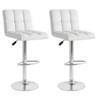 Costway - Modern Swivel Bar Stools Set of 2 with Heavy-duty Metal Base & Footrest Back - White - Front_Zoom