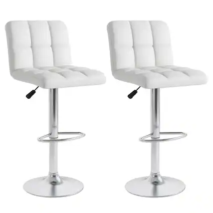 Front. Costway - Modern Swivel Bar Stools Set of 2 with Heavy-duty Metal Base & Footrest Back - White.