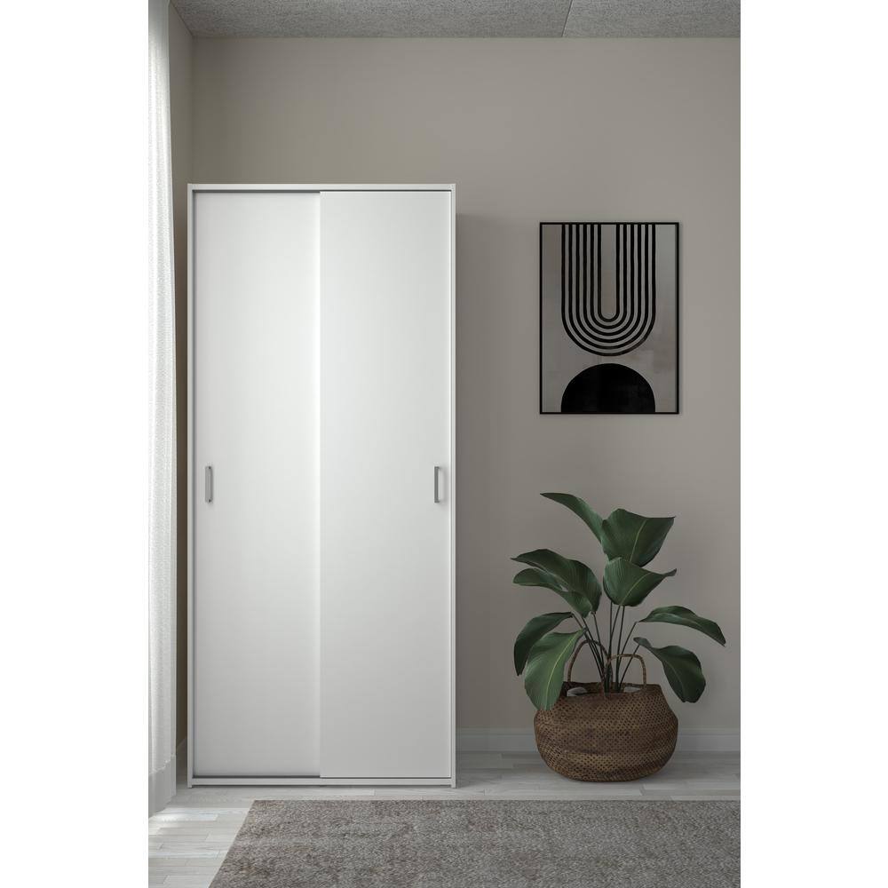 Alt View 9. Tvilum - Space Wardrobe with 2 Sliding Doors - White.