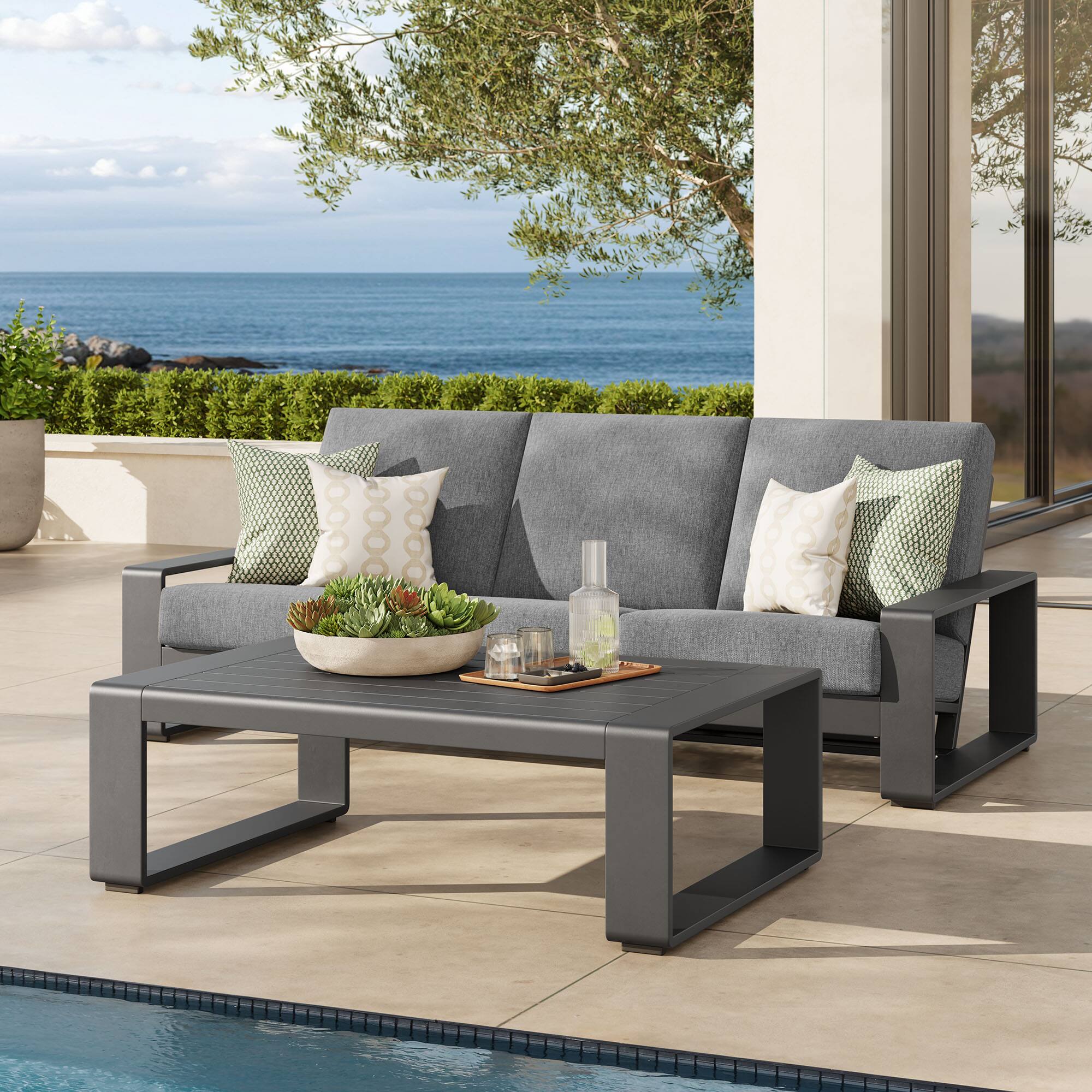 Alt View 5. Modway - Lirienne 2-Piece Outdoor Patio Aluminum Furniture Set - Light Gray.