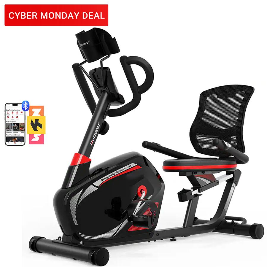 HARISON - Pro Recumbent Exercise Bike 400 lbs Capacity, Magnetic Recumbent bike for Adult and Seniors (BBB8Eco) - Black