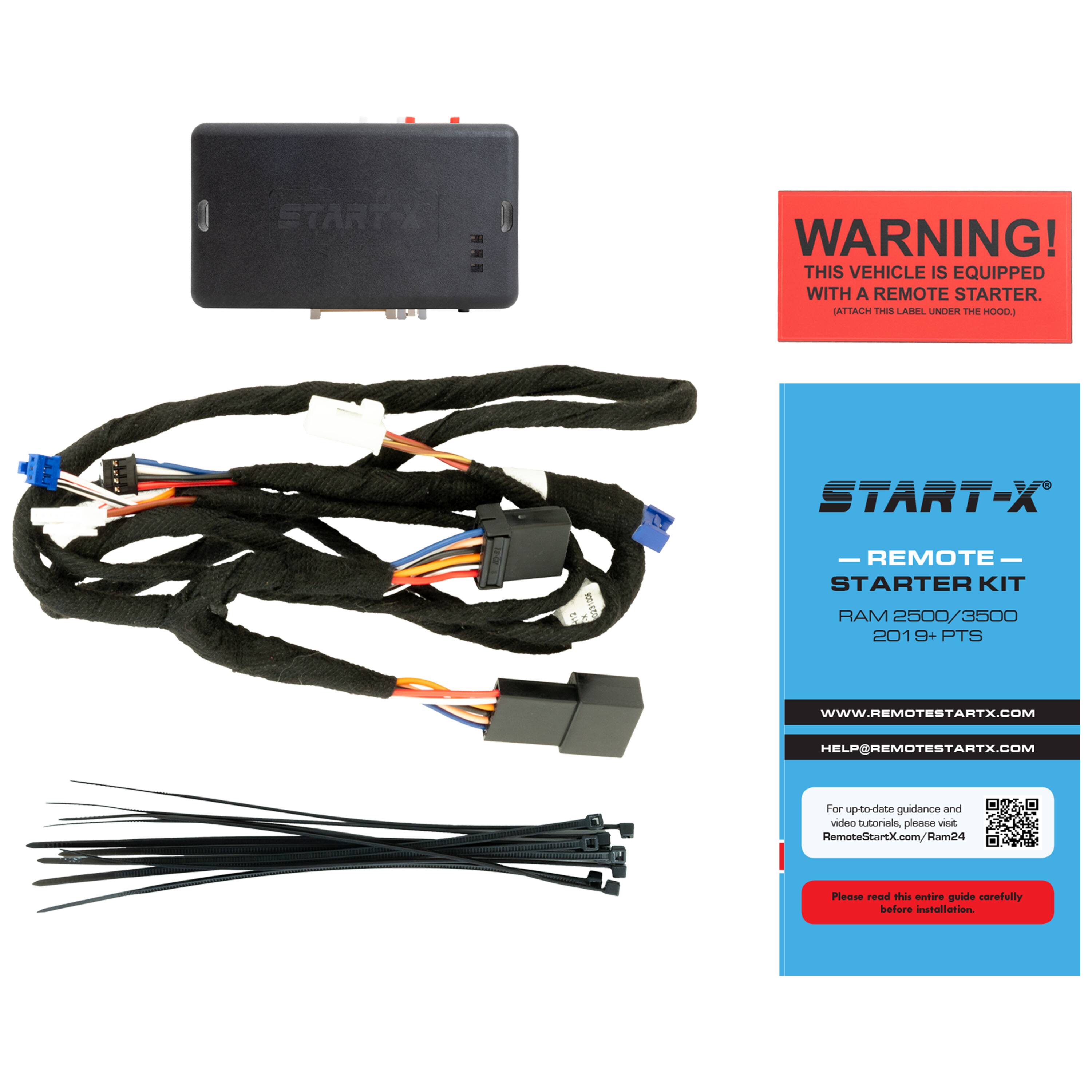 I STARTX 3 - - WARNING! THIS VEHICLE IS EQUIPPED WITH A REMOTE STARTER. ATTACH Tres LANFL UOEA Tme HOOD) START-X 1  - -REMOTE- STARTER KIT RAM 2500/3500 2011-2015 PTS WWW.REMOTESTARTX.COM HELPEREMOTESTARTX.COM For up-to-date guidance and video tutorials please visit RemoteStartX.com/Ram24 Please read these instructions carefully before installation.