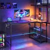 Front. RSPGAME - 41.5inch Reversible L-Shaped Gaming Desk with Power Outlet and and Hutch Storage, Gaming Small Corner Desk - Black.