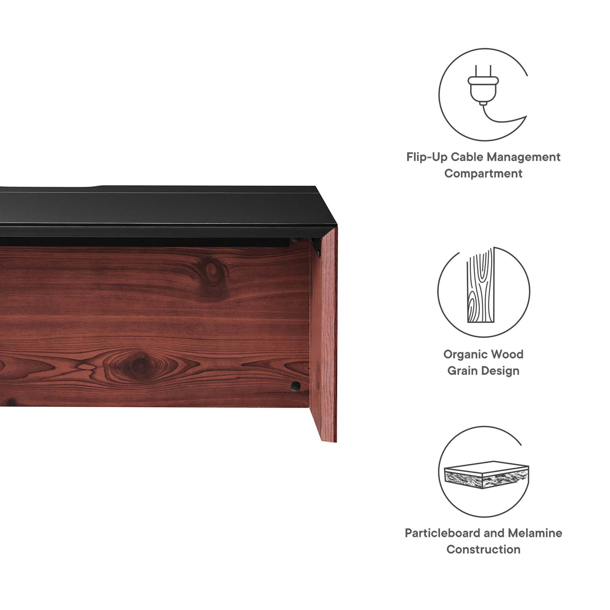 Flip-Up Cable Management Compartment  
Organic Wood Grain Design  
Particleboard and Melamine Construction