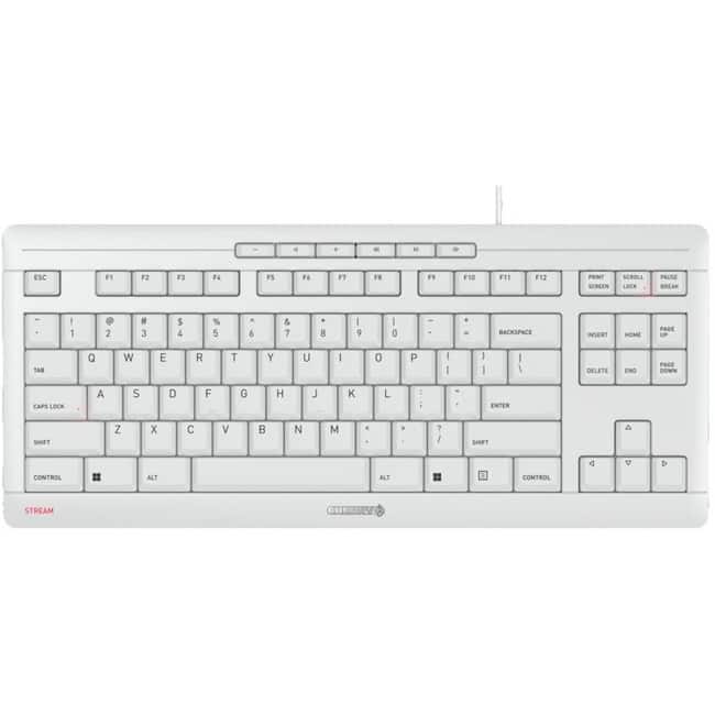 CHERRY - STREAM TKL Wired Keyboard - Compact,,Quiet,Cap Lock & Scroll LED's,Multimedia Keys - Pale Gray price history on PriceWatchPro