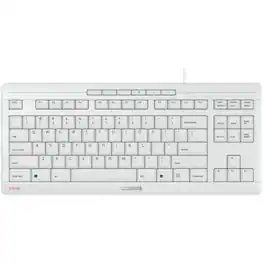 CHERRY - STREAM TKL Wired Keyboard - Compact,,Quiet,Cap Lock & Scroll LED's,Multimedia Keys - Pale Gray