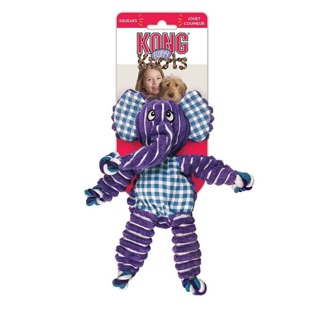 KONG Floppy Knots Elephant Dog Toy in Small/Medium Purple|Blue - Best Buy
