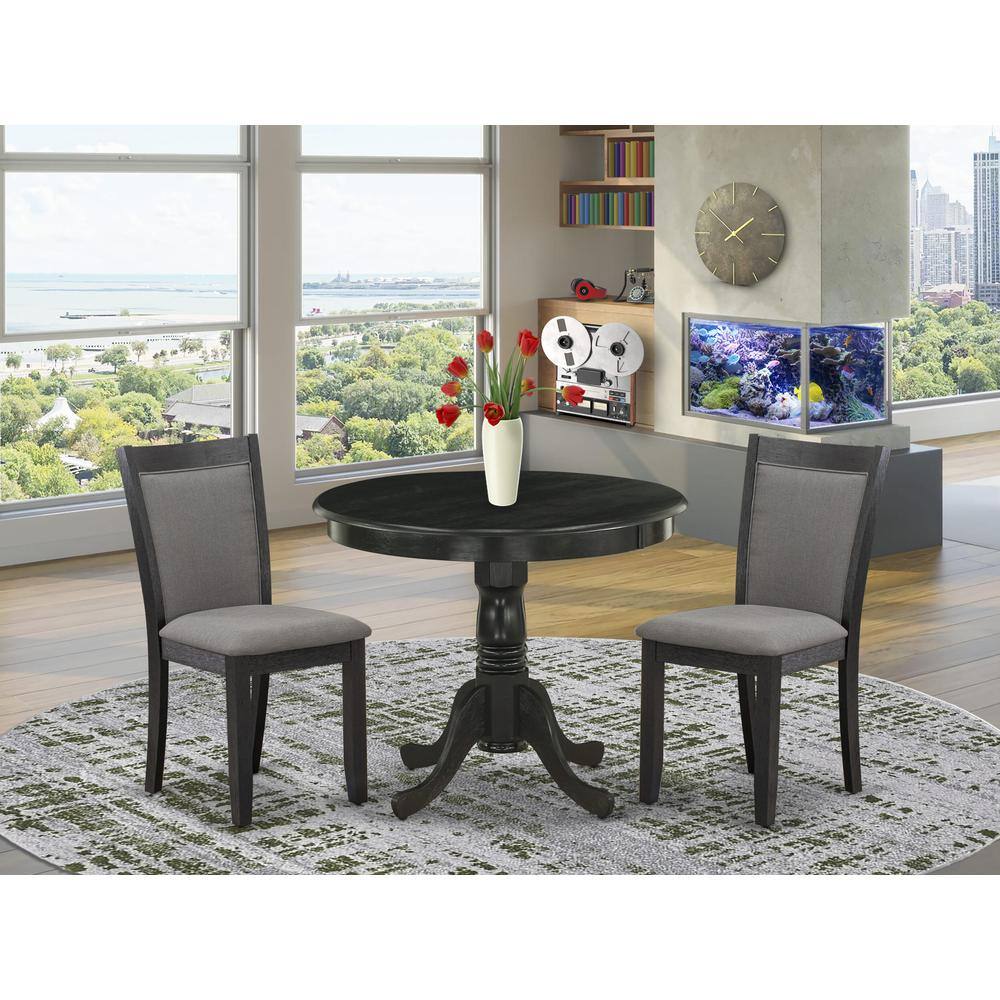 Angle. East West Furniture - East West Furniture 3-Piece Dinette Room Set Consists of a Wooden Dining Table and 2 Dark Gotham Grey Linen Fabric - Multi-Color.