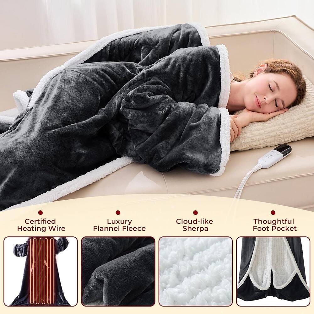 Certified Heating Wire  
Luxury Flannel Fleece  
Cloud-like Sherpa  
Thoughtful Foot Pocket