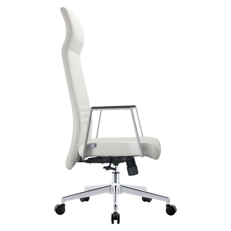 Alt View 1. LeisureMod - Aleen Ergonomic Office Desk Chair with PU Leather, Foam Padding, Adjustable Tilt, Height, and Swivel - White.