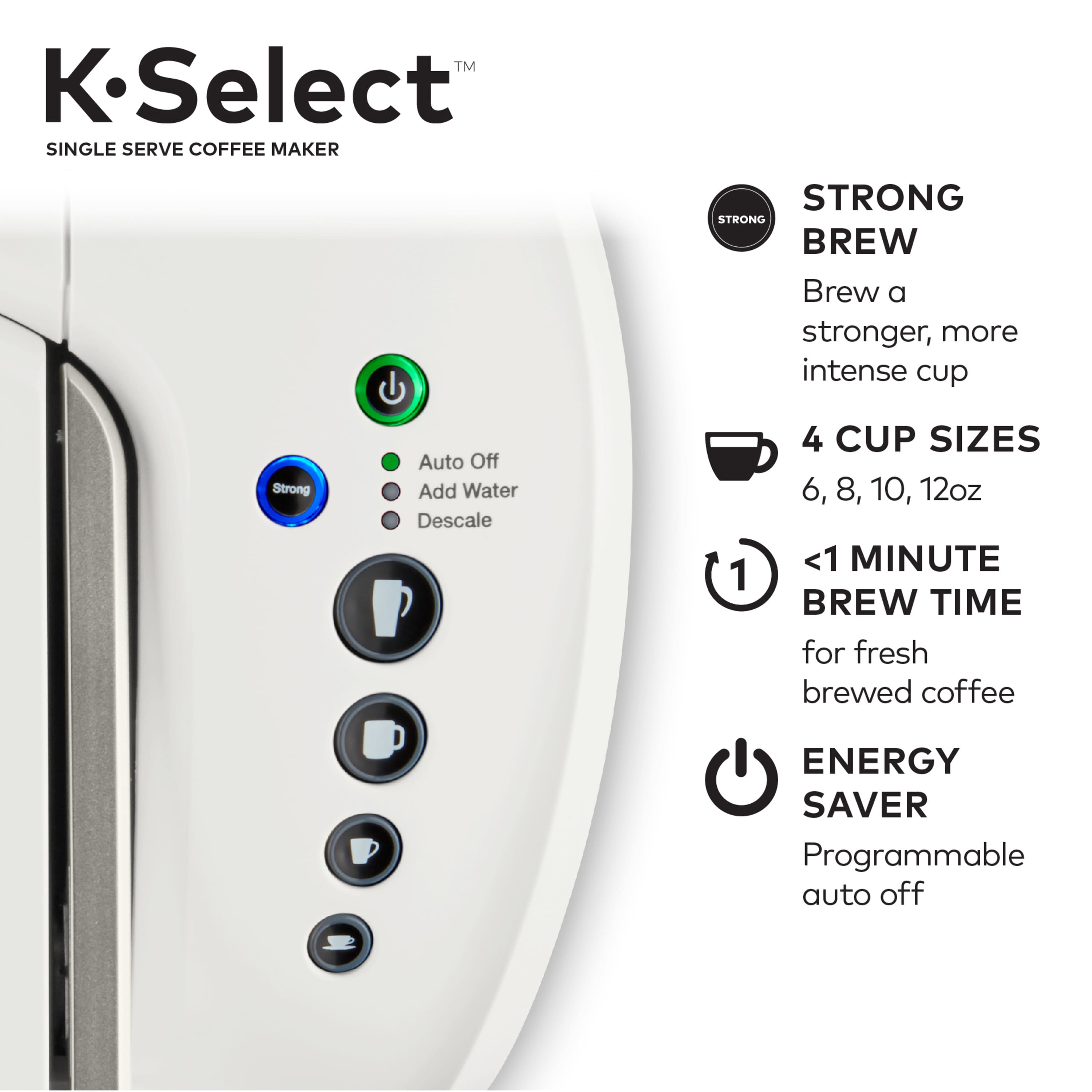 Alt View 17. Keurig - K-Select Single-Serve K-Cup Pod Coffee Maker - Matte White.