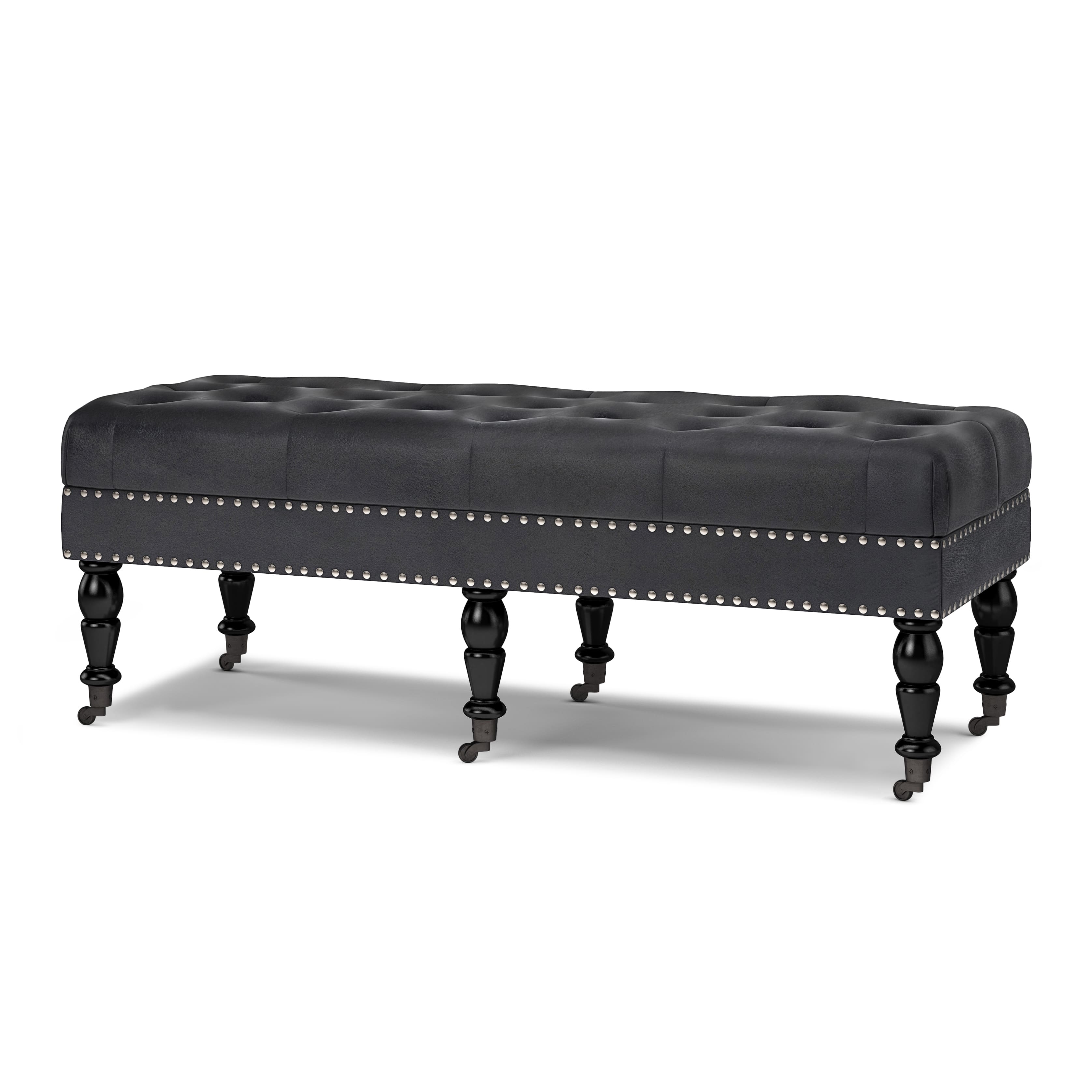 Simpli Home – Henley Tufted Ottoman Bench – Distressed Black Sansujyuku sansujyuku.com