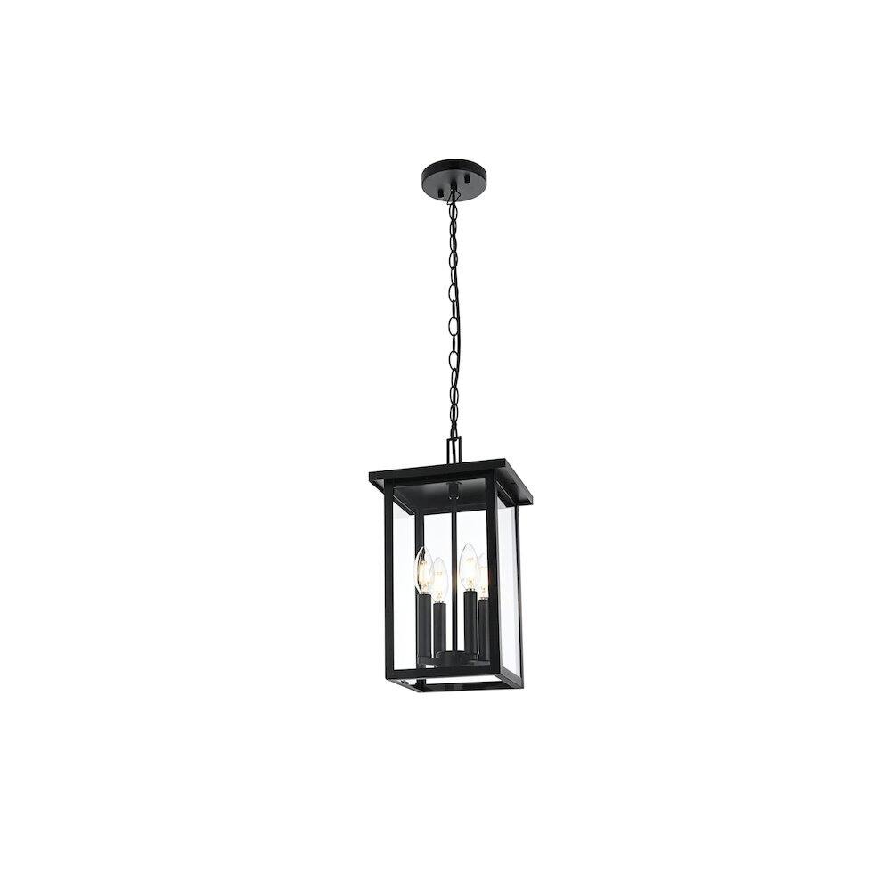 Angle. Elegant Lighting - Sheridan 7 inch Outdoor Pendant in Black - Black.