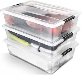 Sorbus - 40 Qt 3 Pack Plastic Storage Bins with Lids for Under Bed Storage, Stackable Storage Containers, Large - Clear