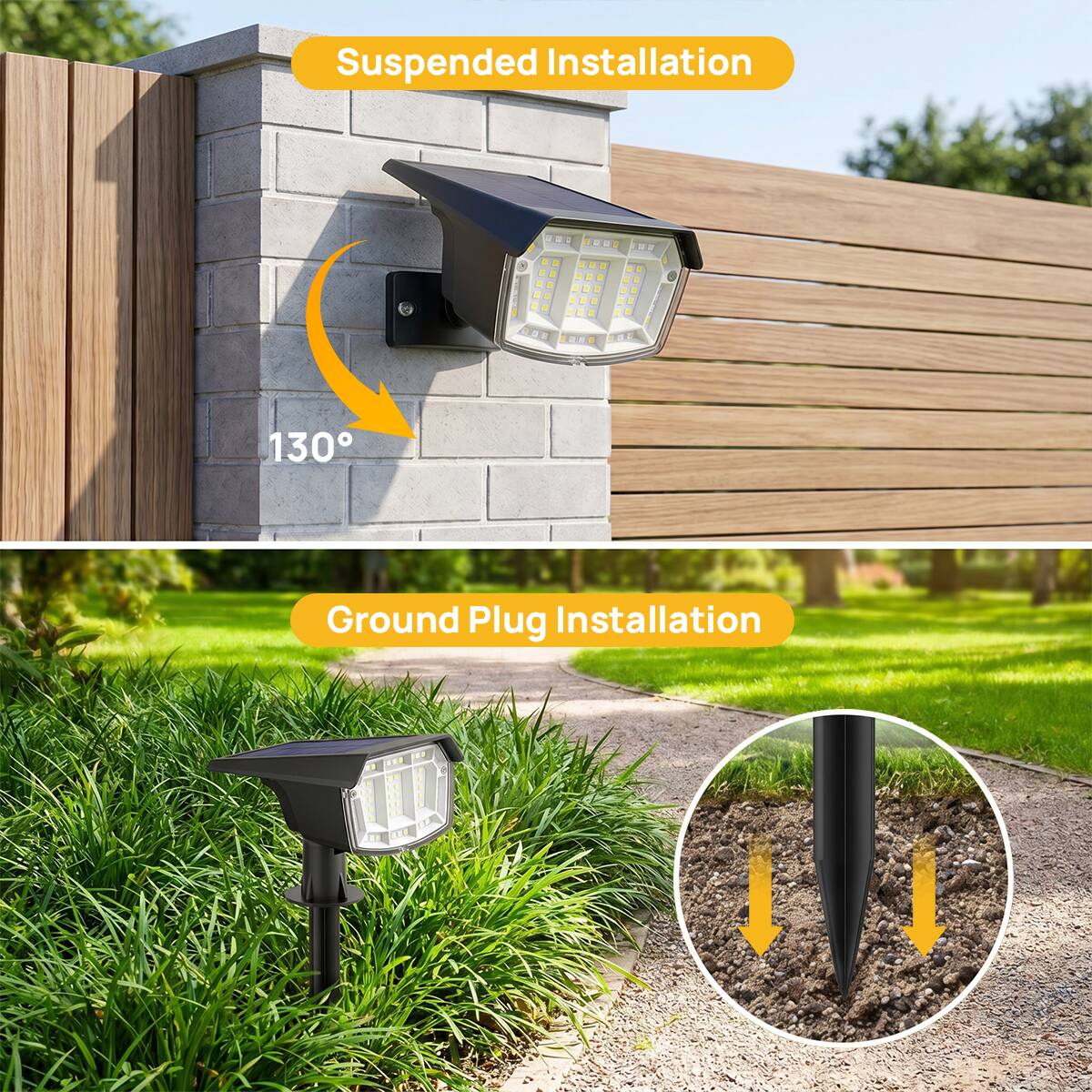 Suspended Installation  
130°  
Ground Plug Installation