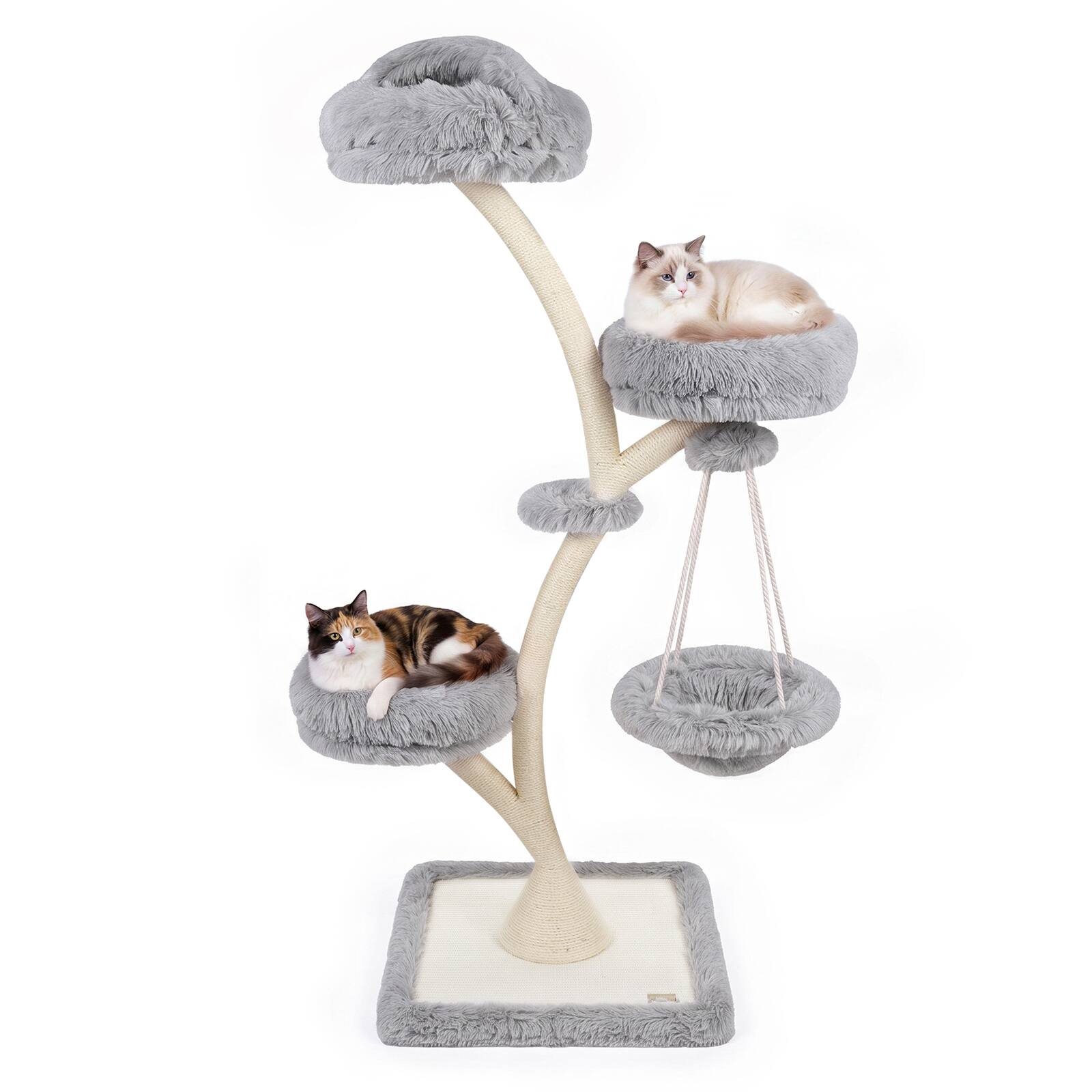 Front. Costway - Costway 66.5" Cat Tree with Top Perch, 2 Beds, Hammock & Sisal Posts, Plush Cushions - Gray.