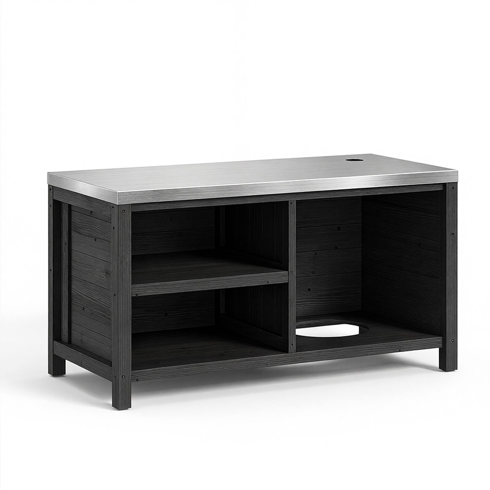 Alt View 8. Famapy - Modular Solid Cedar Outdoor Kitchen Cabinets - All-Weather Storage with Stainless Steel Top for Patio, Grill Station - Carbon Black.