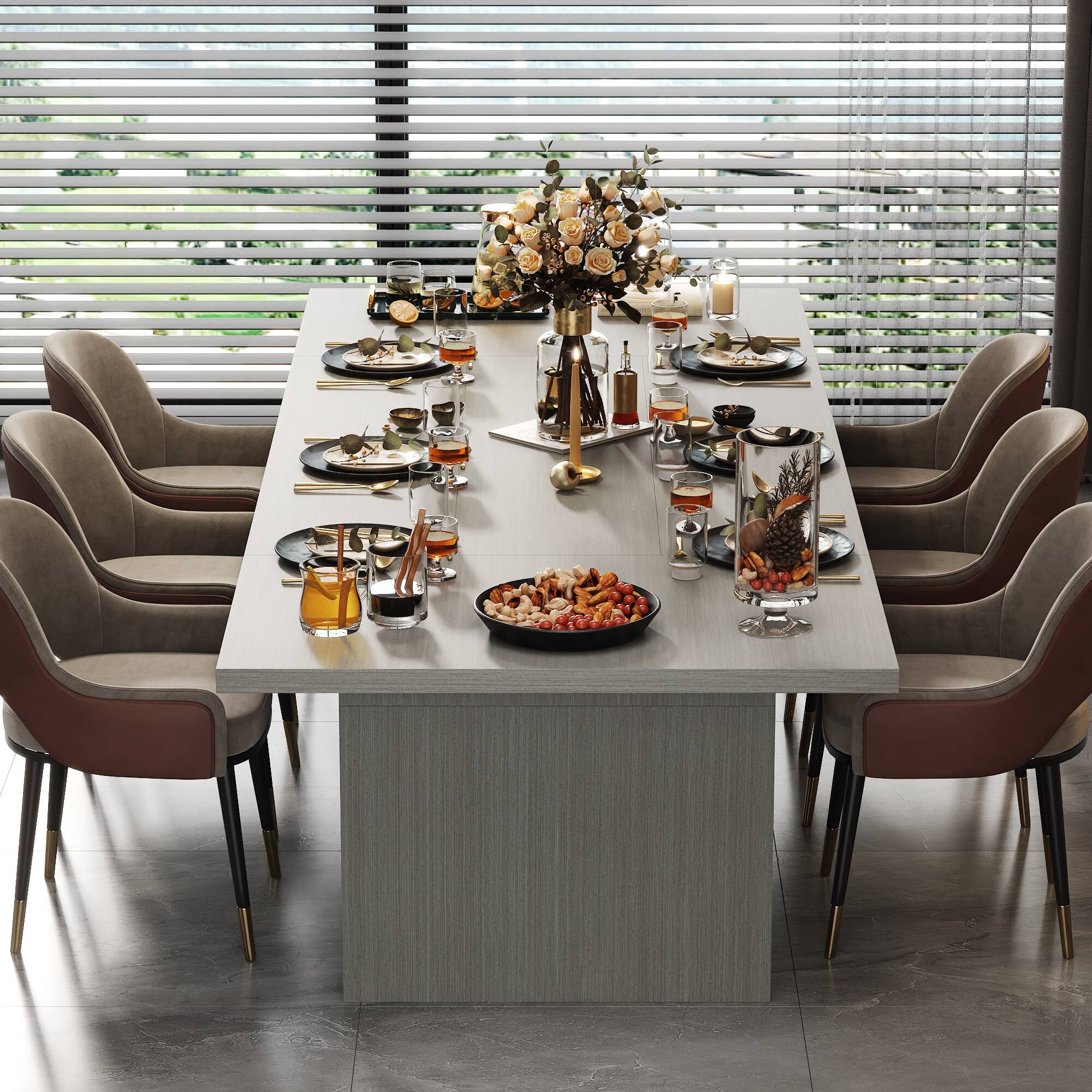 FUFU & GAGA Extra Large Dining Table for Extended Family, Modern
