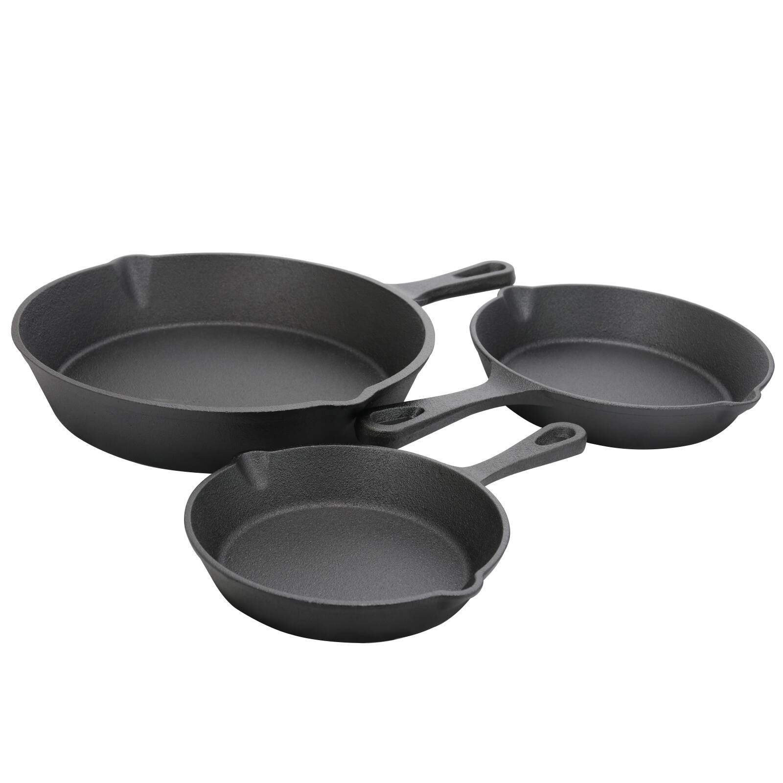 Alt View 3. Gibson - Gibson General Store Addlestone 3 Piece Preseasoned Cast Iron Skillet Set - Black.
