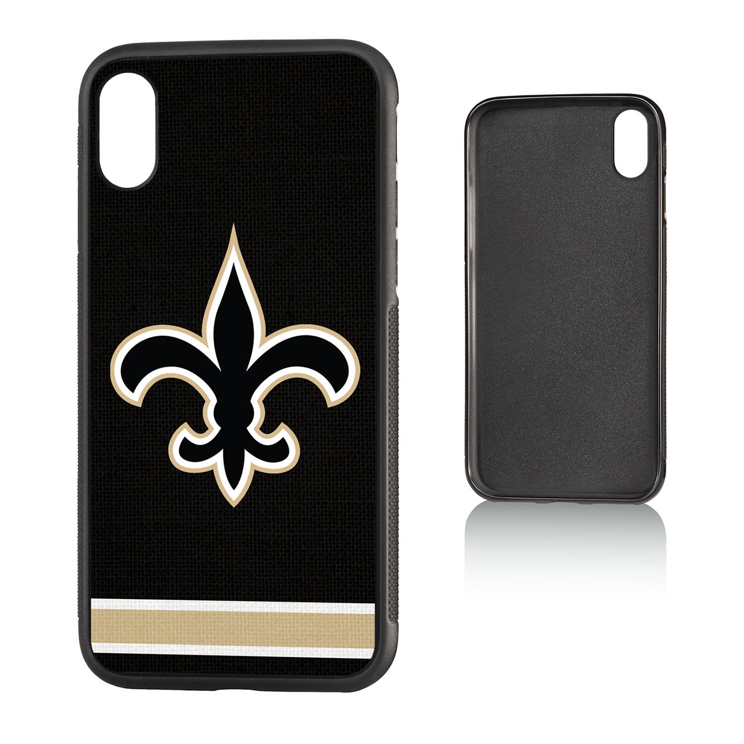 Alt View 2. Keyscaper - New Orleans Saints iPhone Stripe Design Bump Case - 16 Plus - Multicolor.