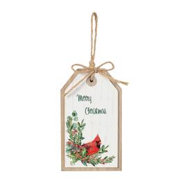 BreeBe - Merry Christmas Cardinal Tag (Set of 12) - White, Green, Red