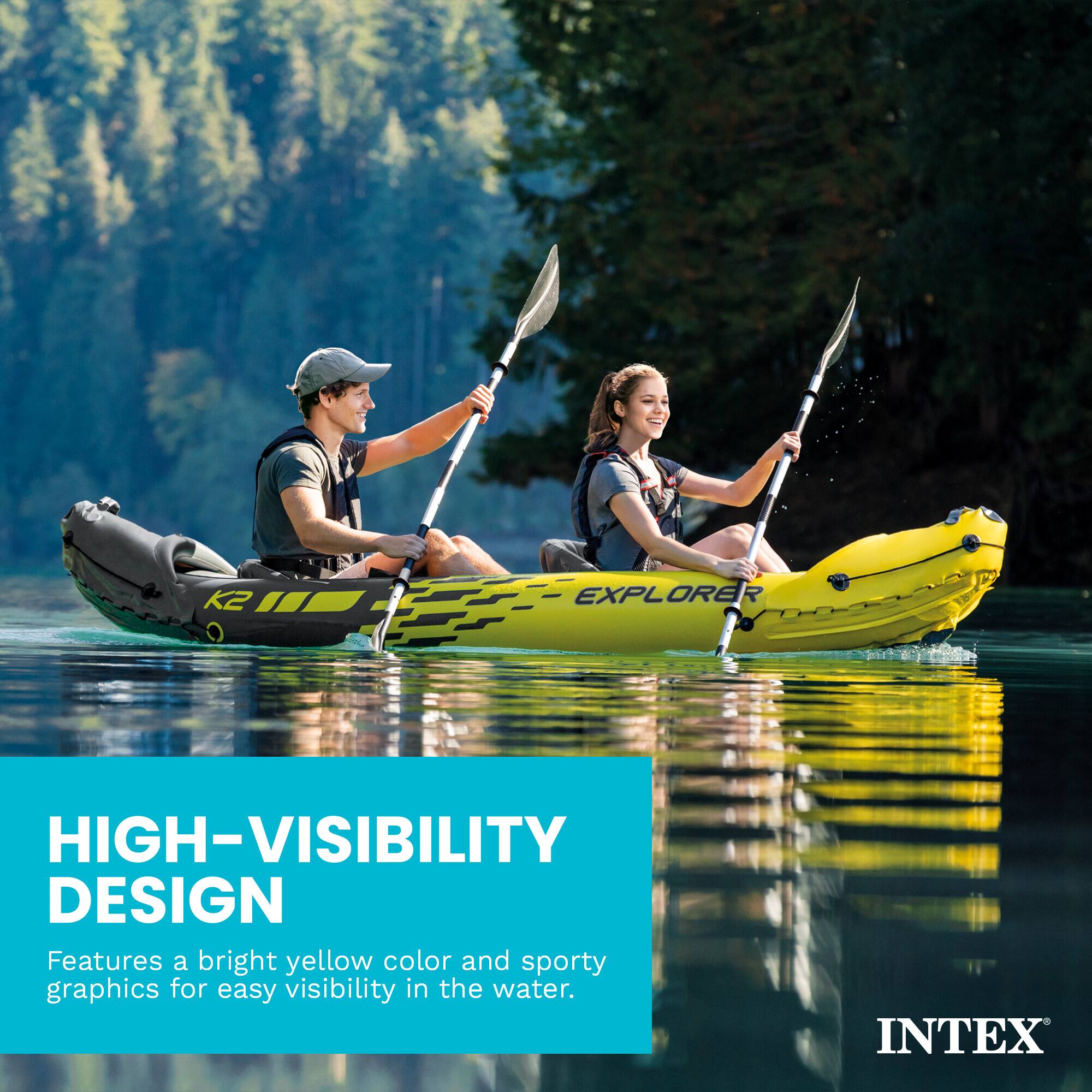 K2 O
EXPLORE
HIGH-VISIBILITY DESIGN
Features a bright yellow color and sporty graphics for easy visibility in the water.
INTEX
