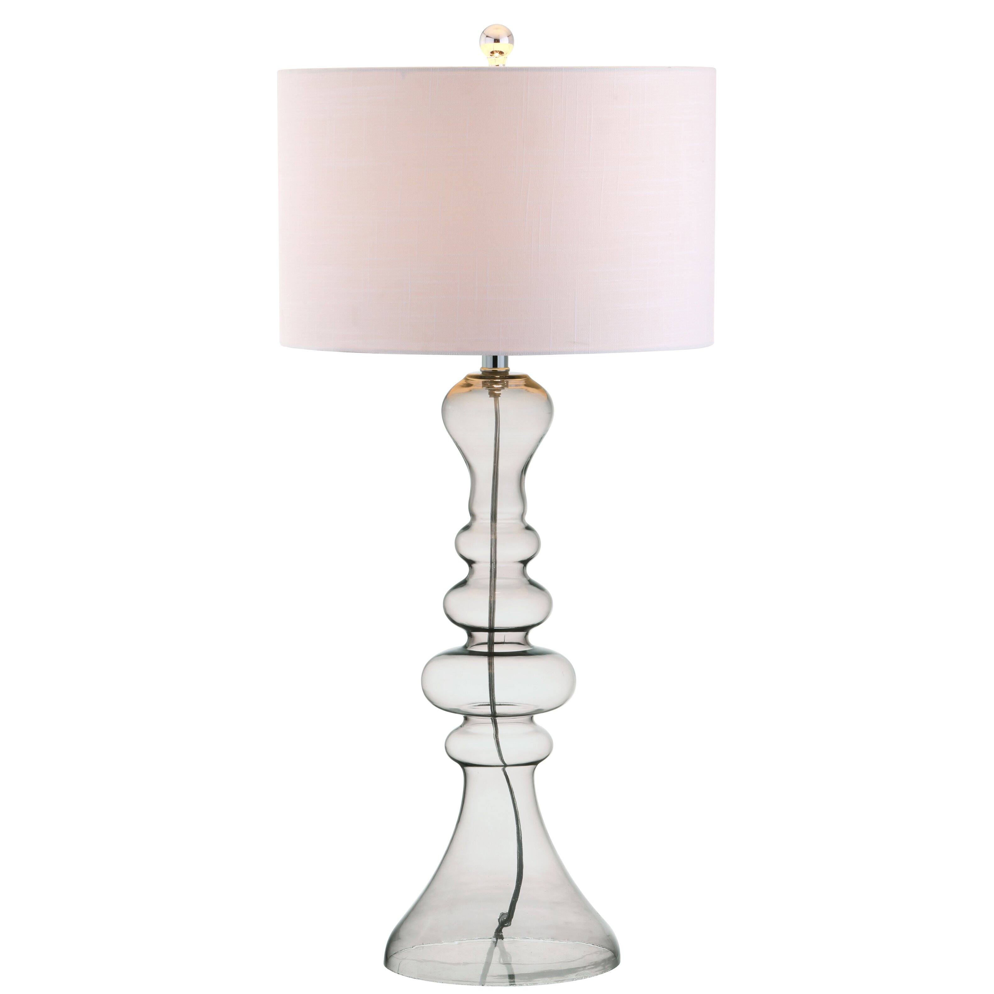 Front. Jonathan Y - Madeline 35" Curved Glass LED Table Lamp, Smoke Gray - Gray.