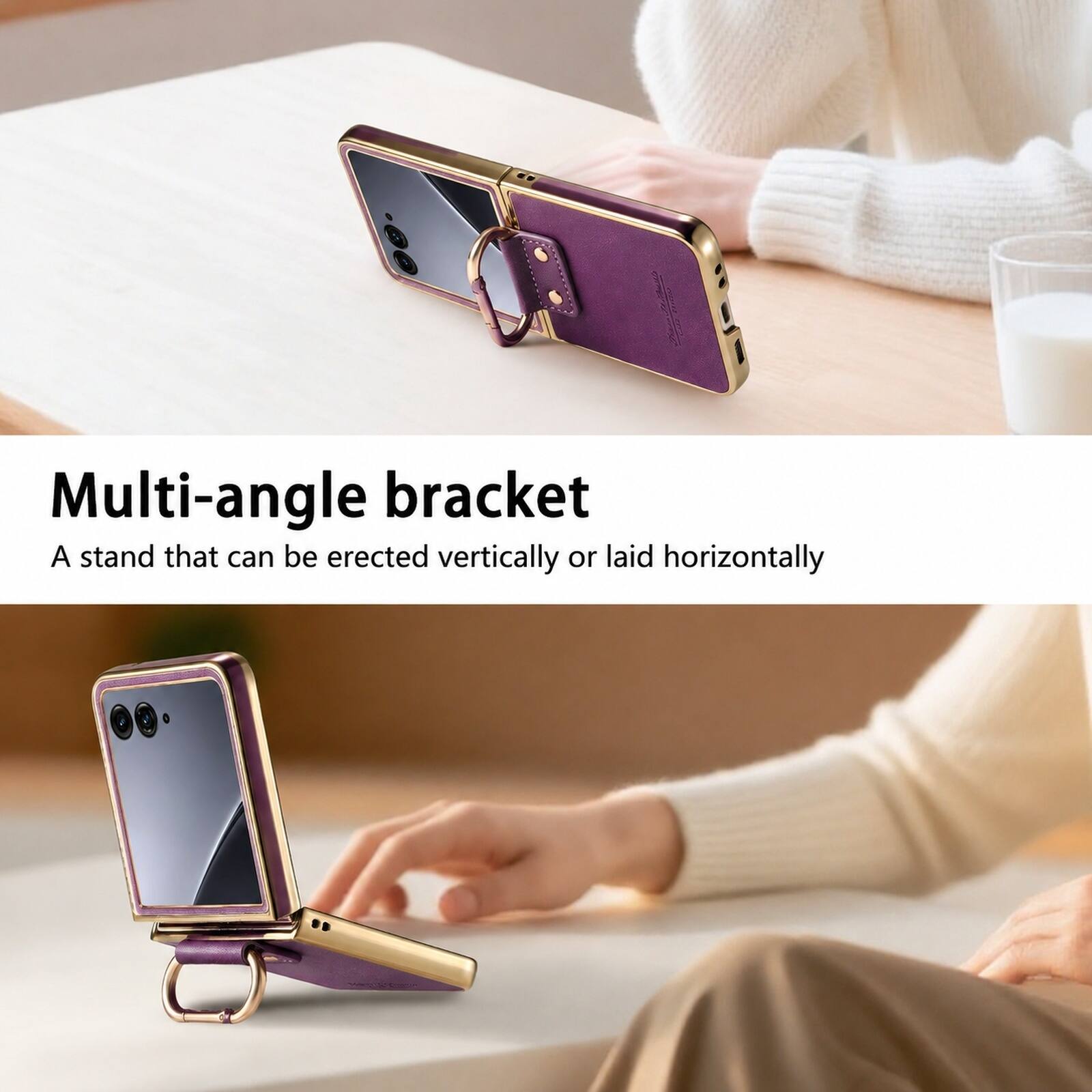 Multi-angle bracket  
A stand that can be erected vertically or laid horizontally