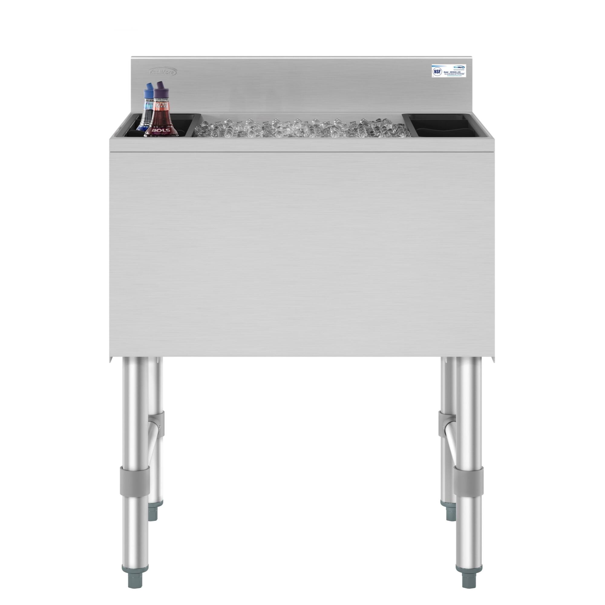 Left. Koolmore - 24 in.  Underbar Ice Bin with Siding Lid in Stainless Steel (KM-UIB-1824) - Stainless Steel.