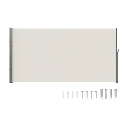 Front. VEVOR - Retractable Side Awning, 71''x 138'' Outdoor Privacy Screen, 180g Polyester Water-proof Retractable Patio Screen - Beige.