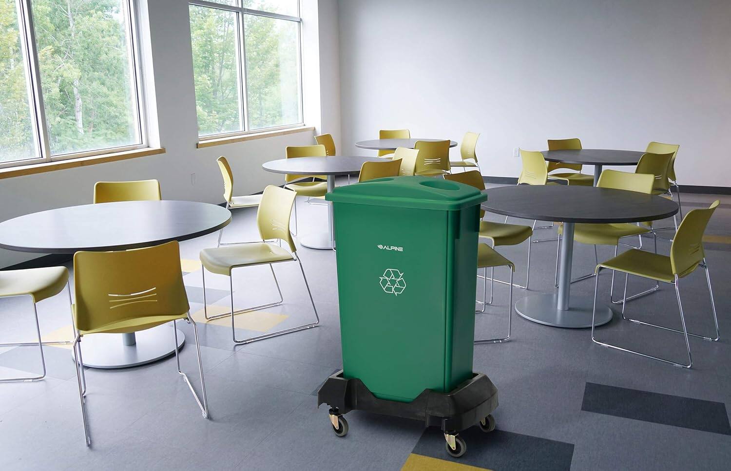 Alt View 1. Alpine Industries - Rectangular Dolly for 23 Gallon Trash Can Receptacle - Black.