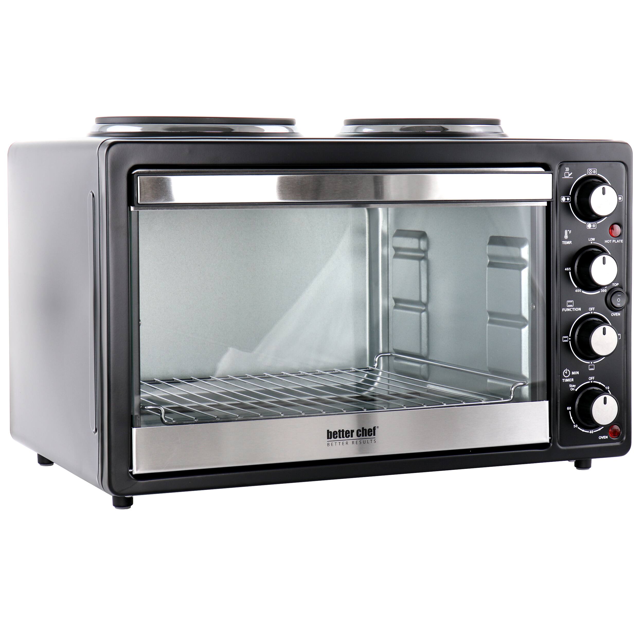 Better Chef - Chef Central XL Toaster Oven and Broiler with Dual Solid Element Burners - Black