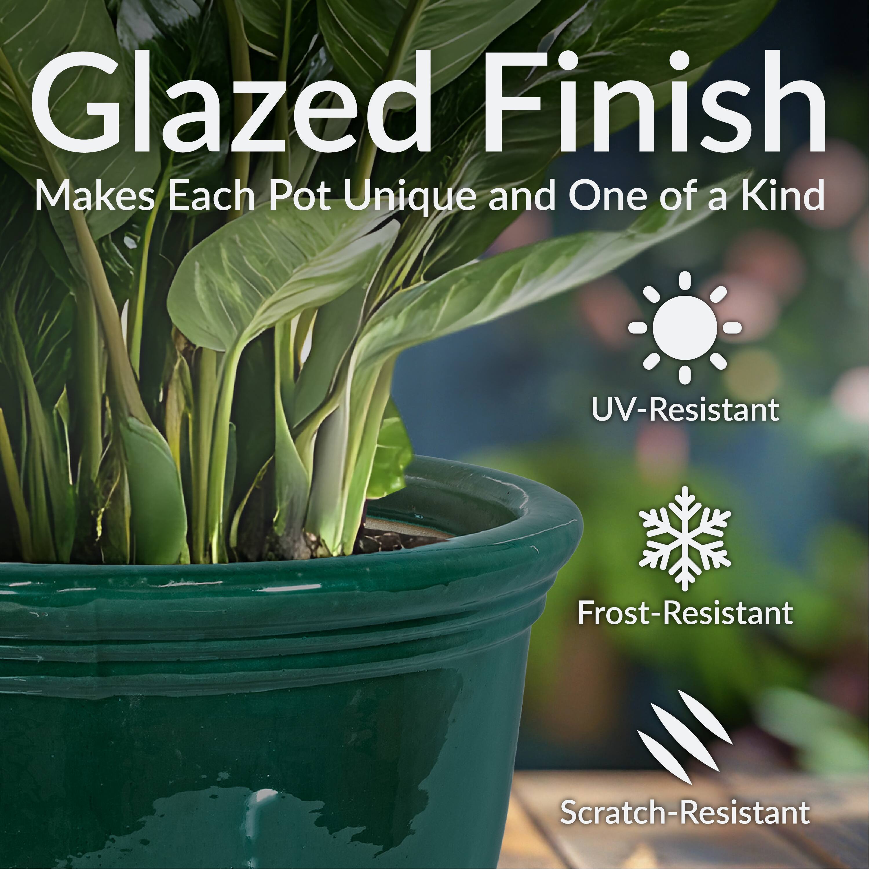 Glazed Finish  
Makes Each Pot Unique and One of a Kind  

- UV-Resistant  
- Frost-Resistant  
- Scratch-Resistant