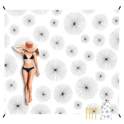 Front. Reds Spade - Beach Blanket Waterproof Sandproof Mat Lightweight Outdoor Picnic For Travel Camping Hiking Vibrant Tropica... - Sky Party-6.6x7.2 FT (1～4 Person).