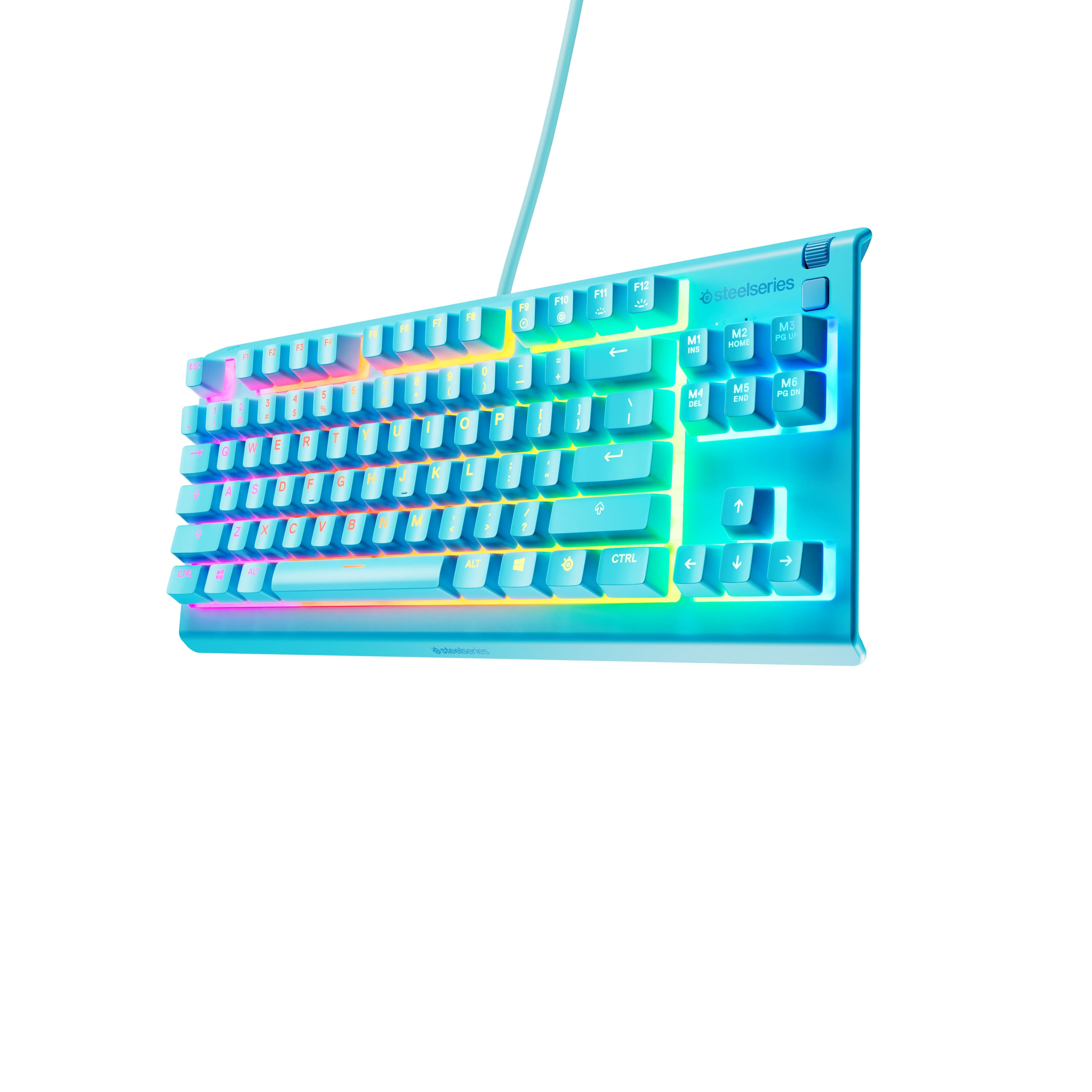 SteelSeries - Apex 3 TKL Wired Membrane Whisper Quiet Switch Gaming Keyboard 8 zone RGB Backlighting - Aqua - Front_Zoom