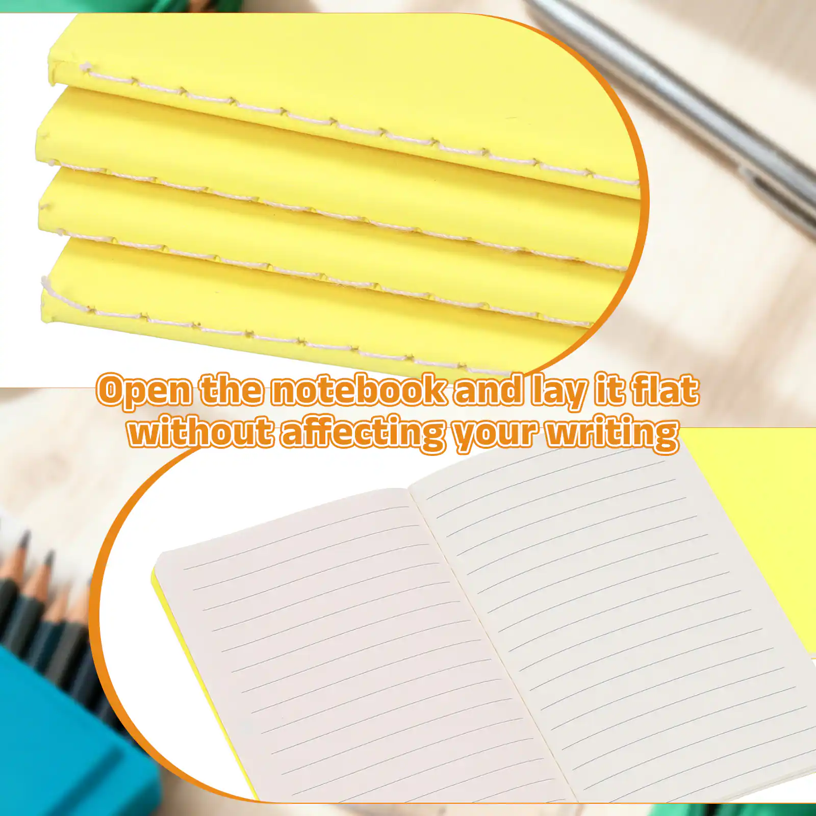 Open the notebook and lay it flat without affecting your writing